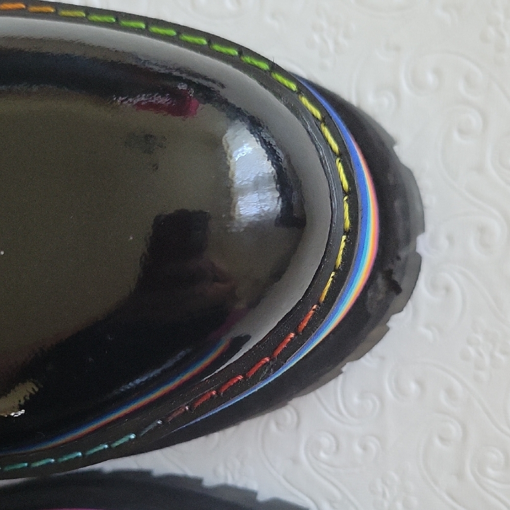 Kurt Geiger London Lug Sole Rainbow Platform Black patent Rainbow Sole Sz 39 - Picture 10 of 11